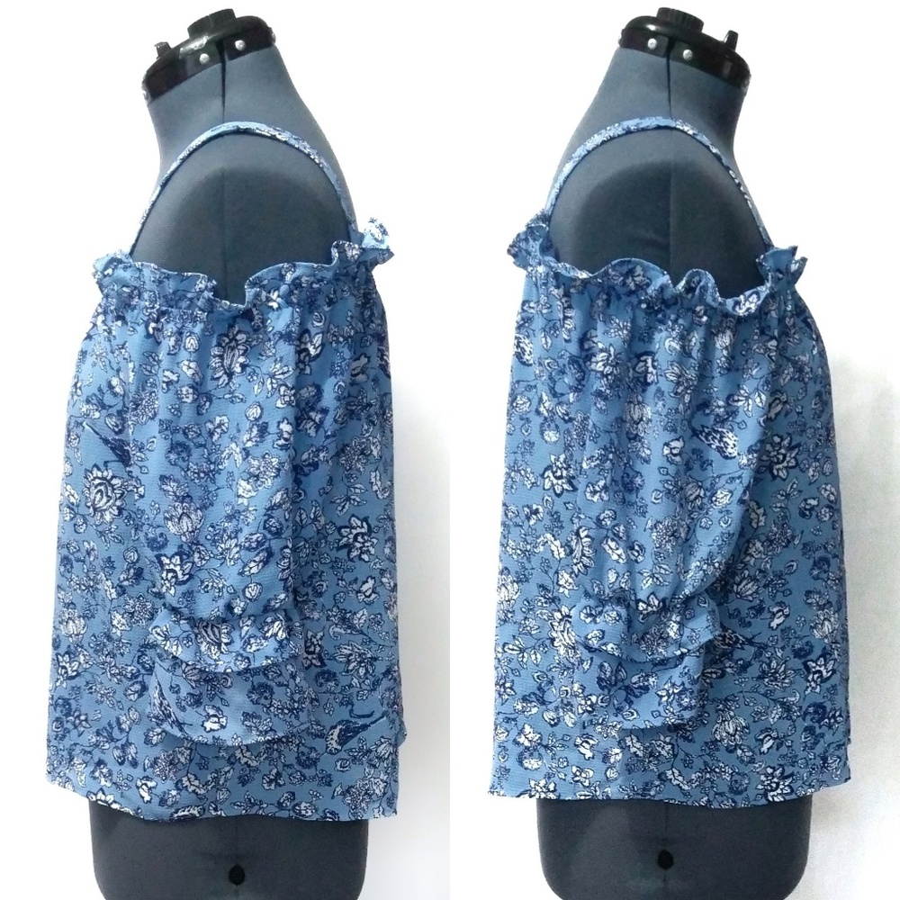 Anthro | Floral Cold Shoulder Top EUC - Picture 2 of 5